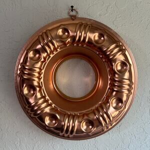 Vintage Copper Baling Pan- Round Bundt- wall hanging- cottagecore retro kitchen